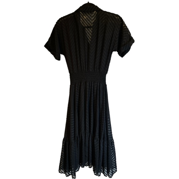 Zara Black Textured Midi Dress - Picture 5 of 9